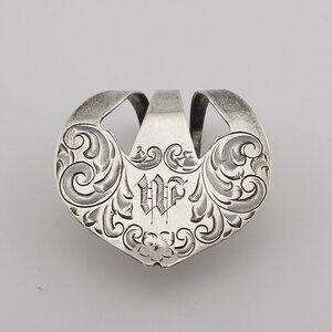 Antique Sterling Silver Money Clip Monogram "W"